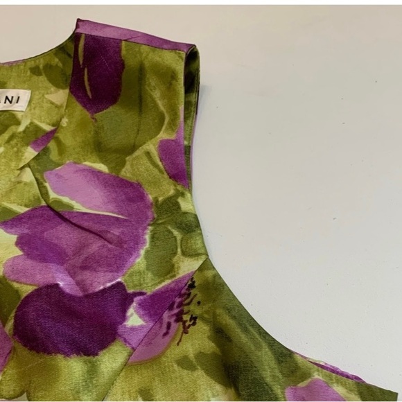 GILANI Dress Party Elegant S/L Floral Purples Greens Zip Exc Conditon Sz 14 - Picture 8 of 12